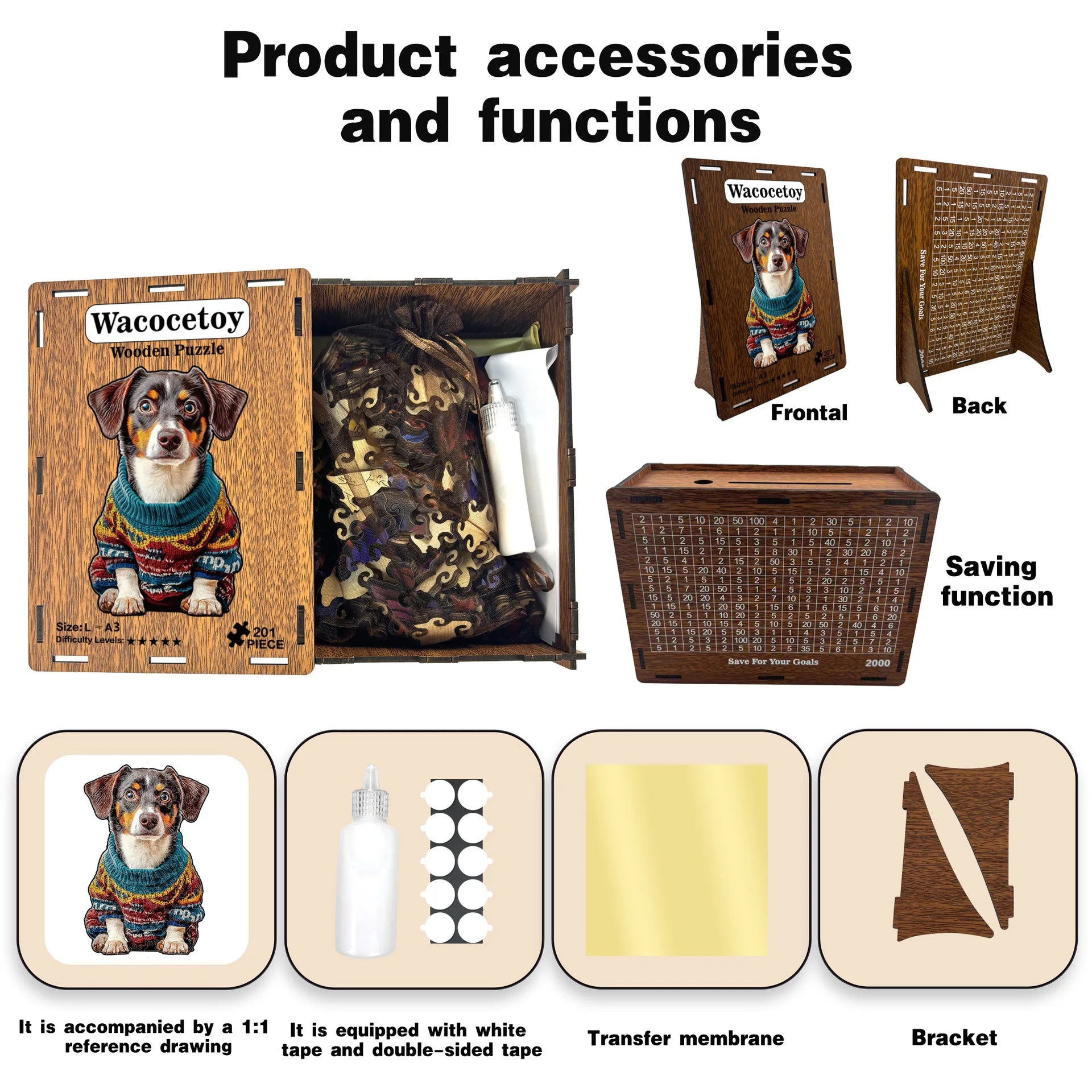 CowLost | product_id-wacocetoy-201-piece-wooden-dog-jigsaw-puzzle-with-storage-box-for-adults-kids |2