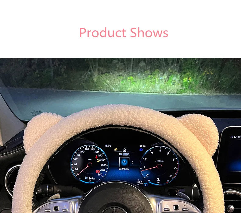 CowLost | winter-warm-soft-plush-cartoon-bear-ear-car-interior-accessories |18