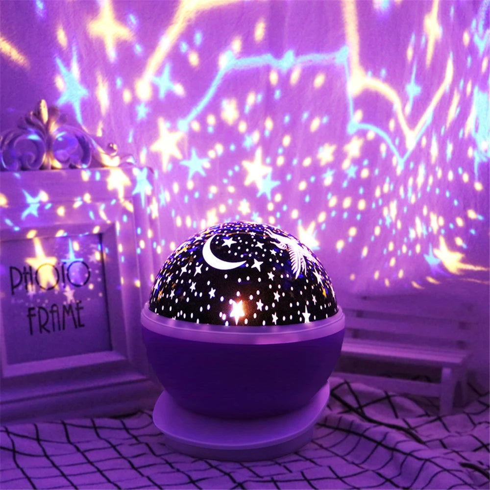 Starry Sky Night Lamp Projector Rotating Baby Nursery Moon Galaxy Table Light