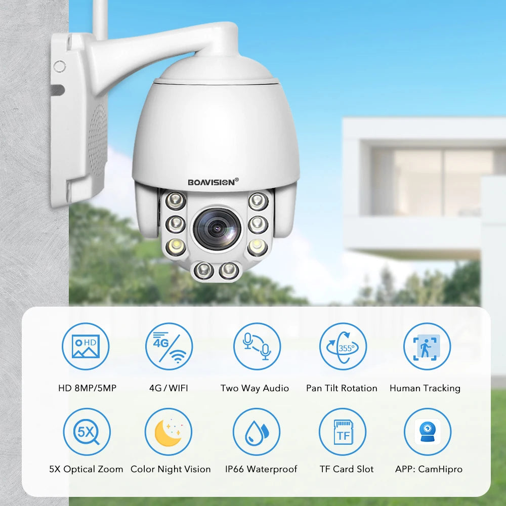 CowLost | wifi-ptz-ip-camera-8mp-5mp-5x-zoom-4g-two-way-audio-ai-auto-tracking-wireless-camera-outdoor-60m-ir-video-home-security-camera |8