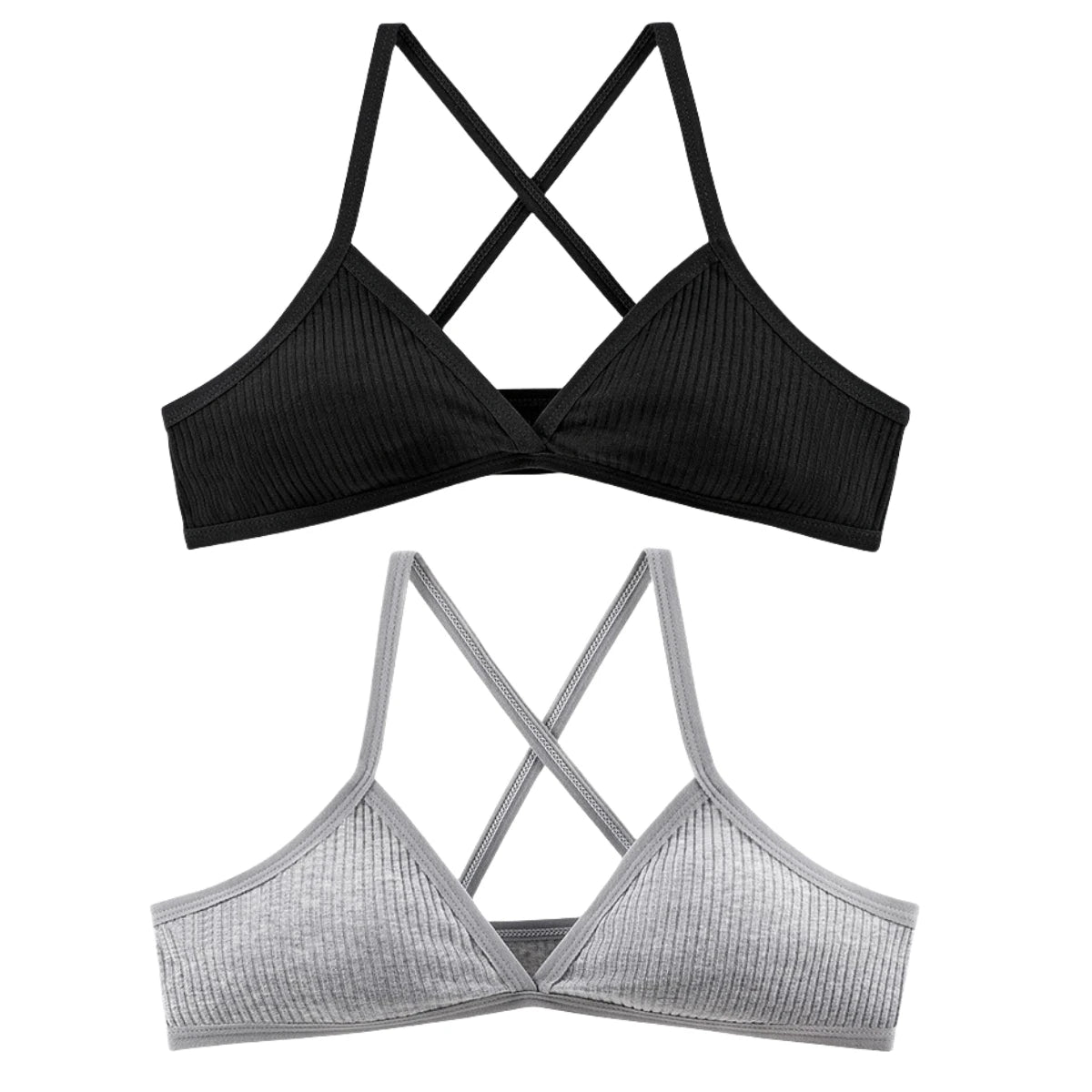CowLost | product_id-2pcs-wireless-v-neck-1-3-cup-push-up-bras-for-women-breathable |20