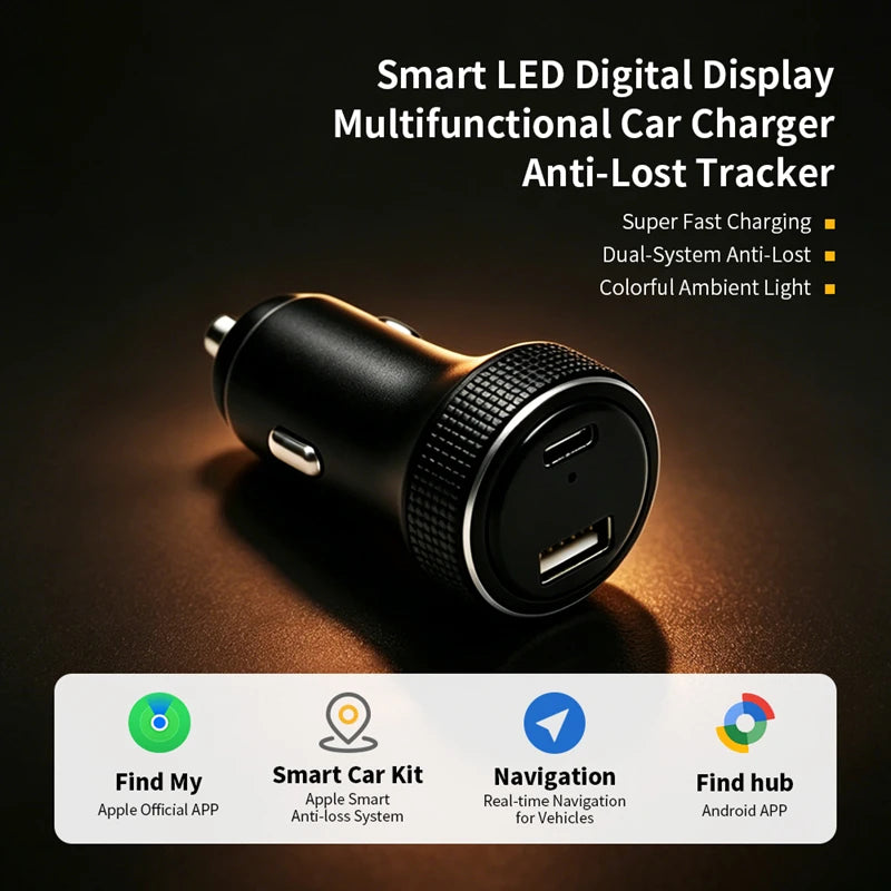 CowLost | product_id-car-charger-with-find-my-tracker-battery-voltage-display-ambient-light-pd-fast-charge-usb-c-for-ios-android |4