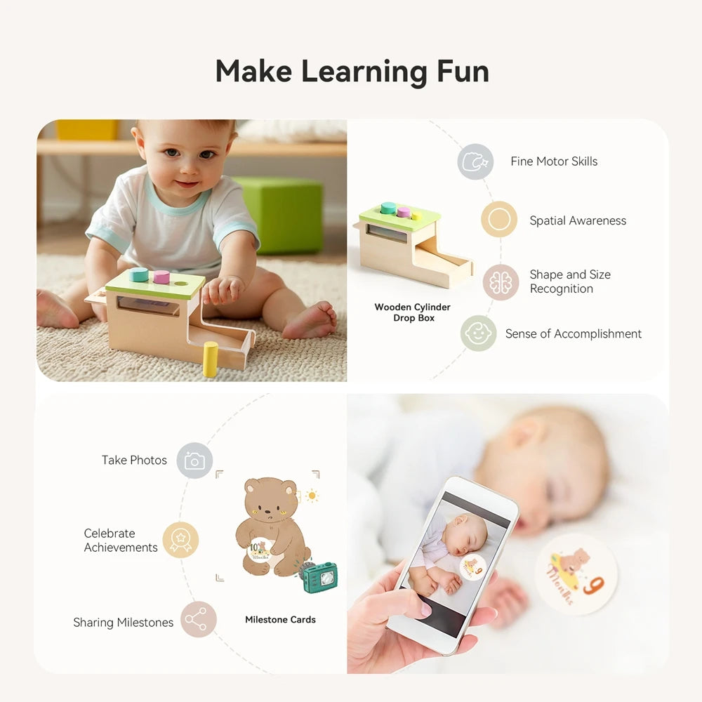 CowLost | cat-treats-8pc-wooden-montessori-toy-set-for-babies-0-12-months-early-education |10