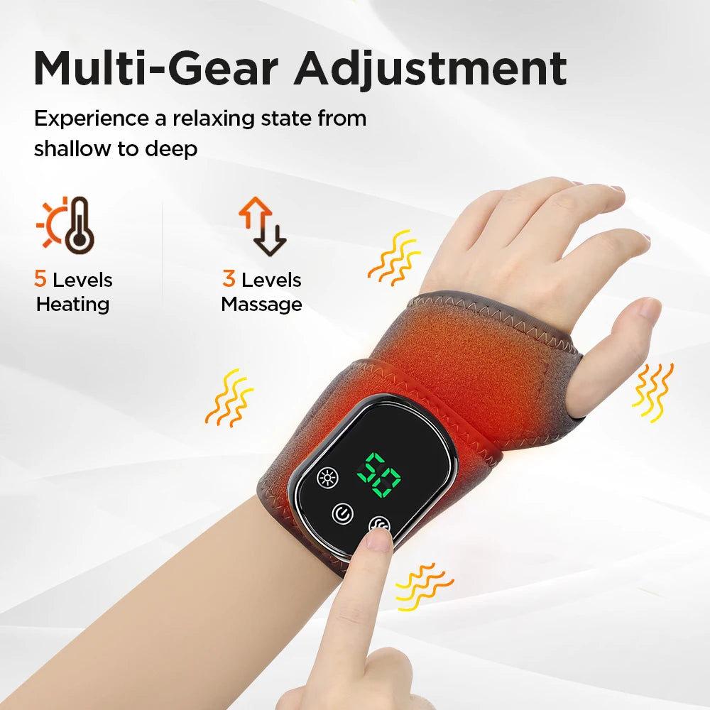 CowLost | electric-hand-wrist-massager-5-levels-hot-compress-3-levels-vibration-massage |5