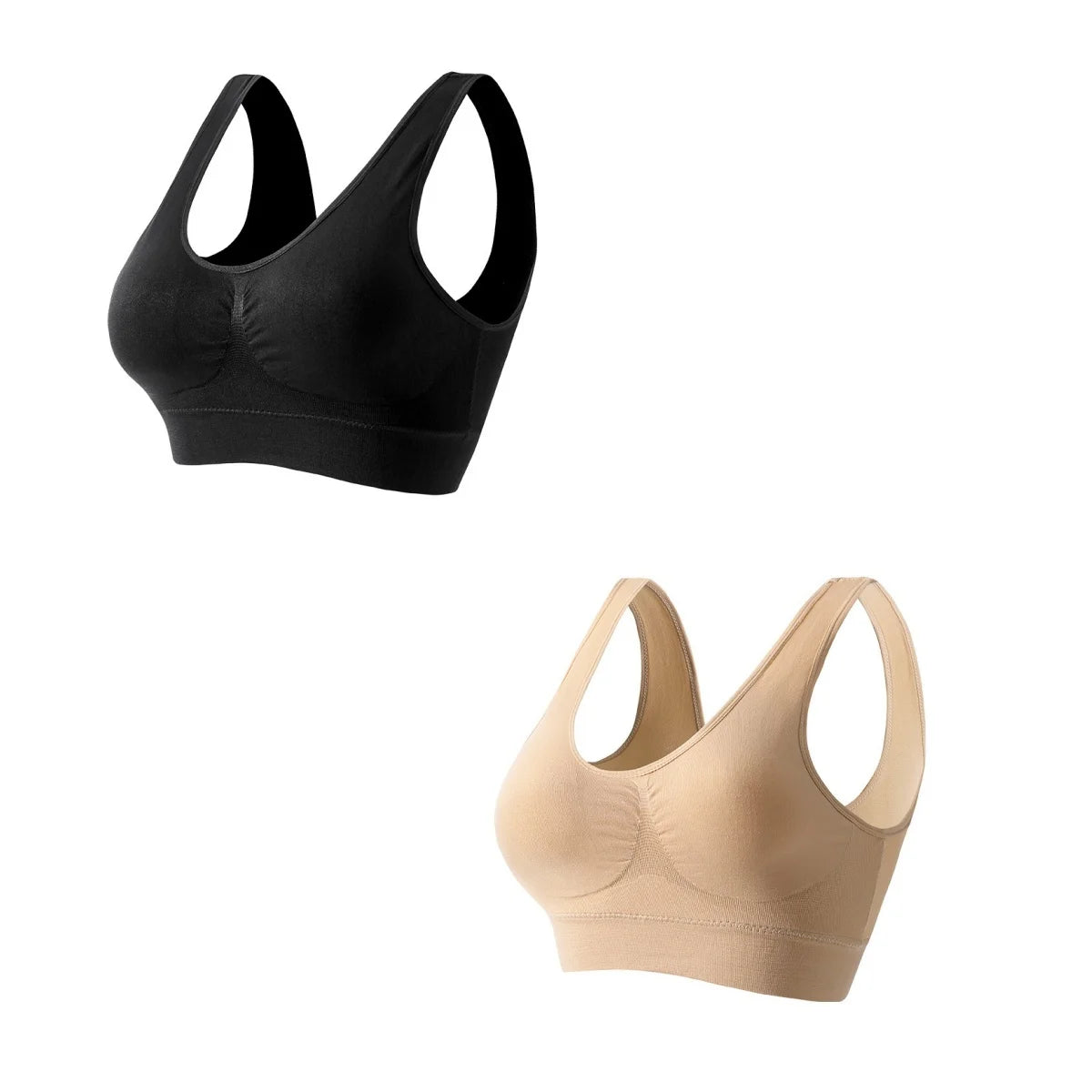 CowLost | product_id-2pcs-wireless-push-up-seamless-sports-bras-plus-size-crop-tops-for-women |16