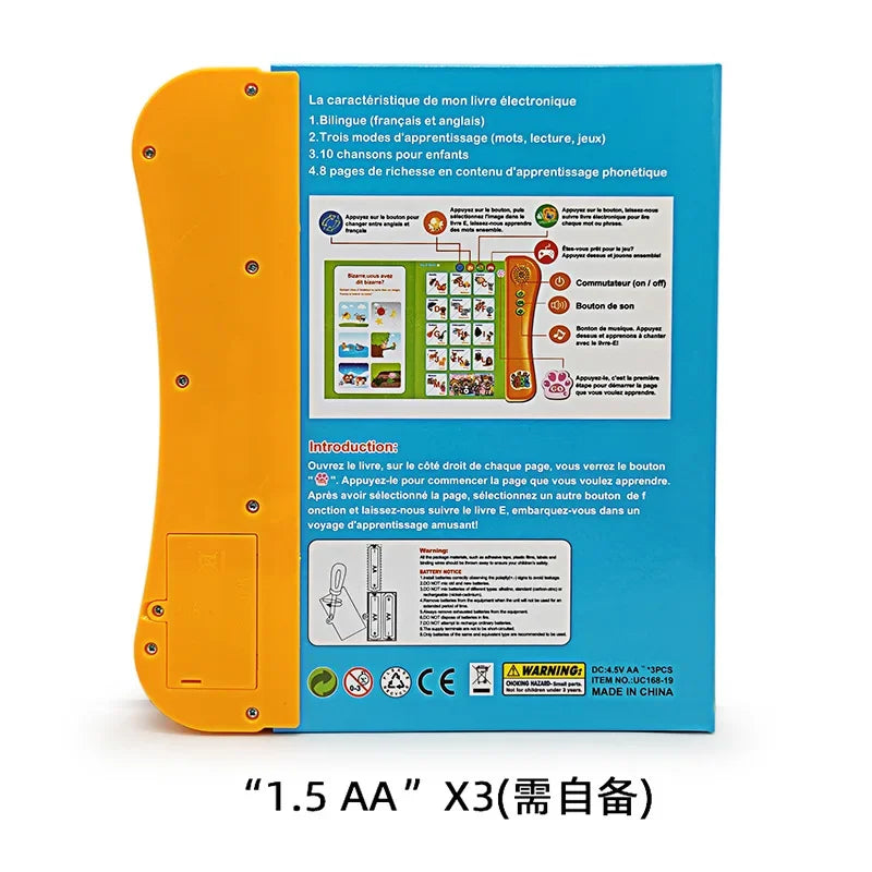 French-English Bilingual Children's Voice Reading Book Early Learning Toy