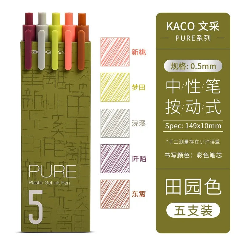 CowLost | product_id-kaco-5pcs-gel-pen-set-0-5mm-colored-ink-smooth-writing-office-school |10