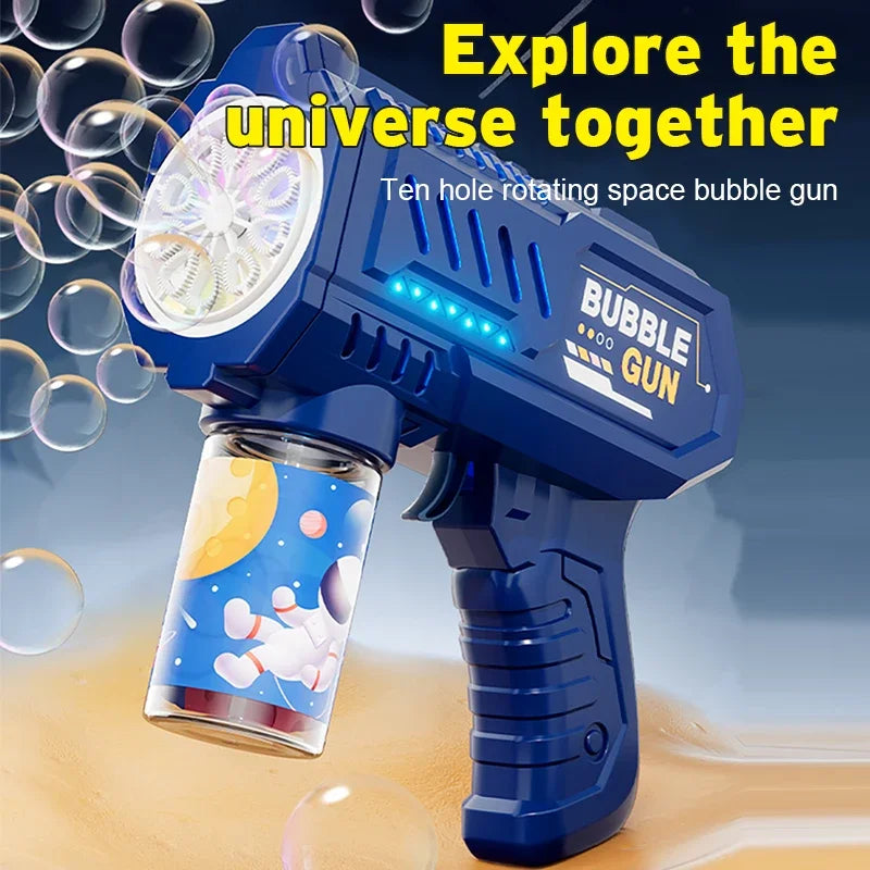 Automatic Bubble Gun Rocket Blower with Bubble Liquid Toy for Kids Outdoor Beach Gifts