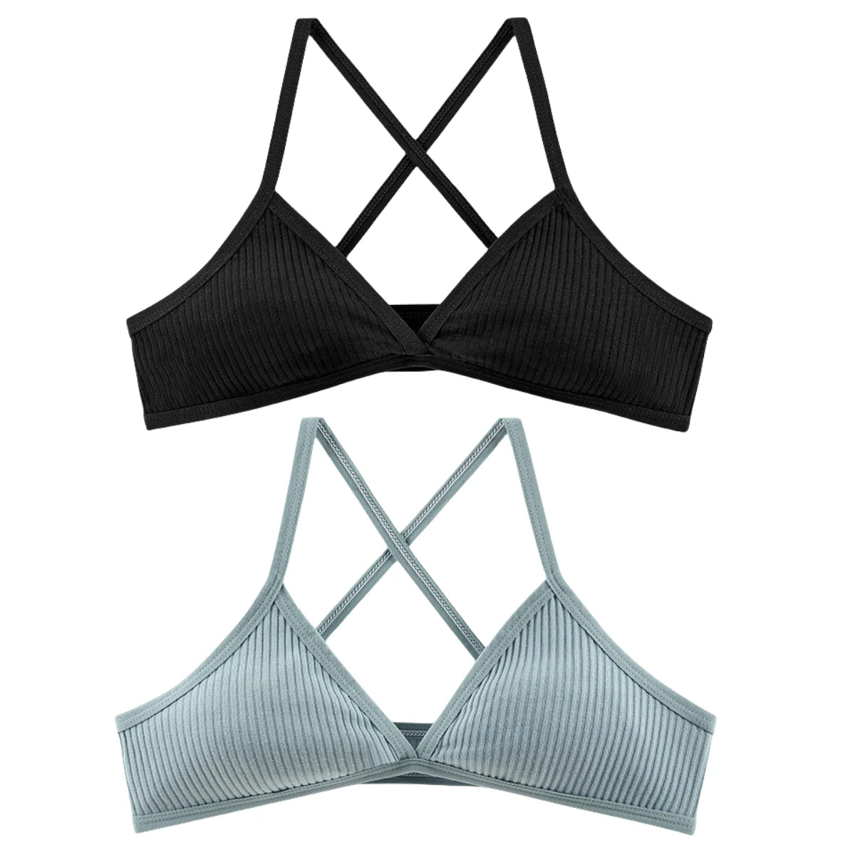 CowLost | product_id-2pcs-wireless-v-neck-1-3-cup-push-up-bras-for-women-breathable |17