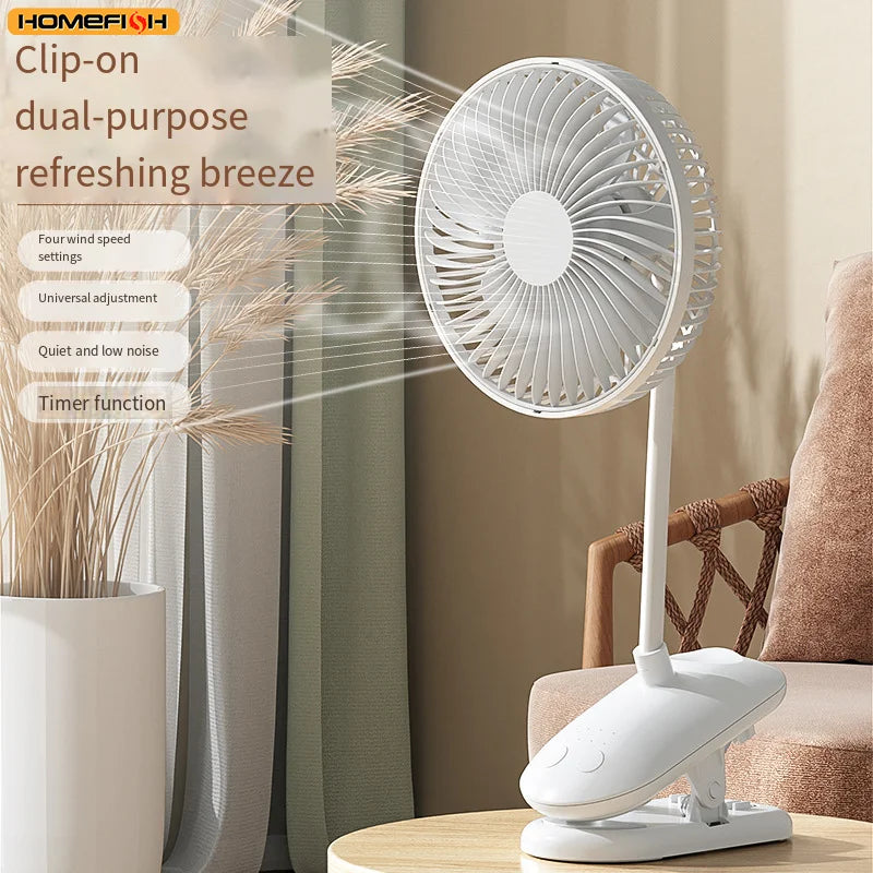 CowLost | product_id-homefish-3600mah-portable-clip-fan-4-gears-quiet-720-rotatable-battery-fan |1