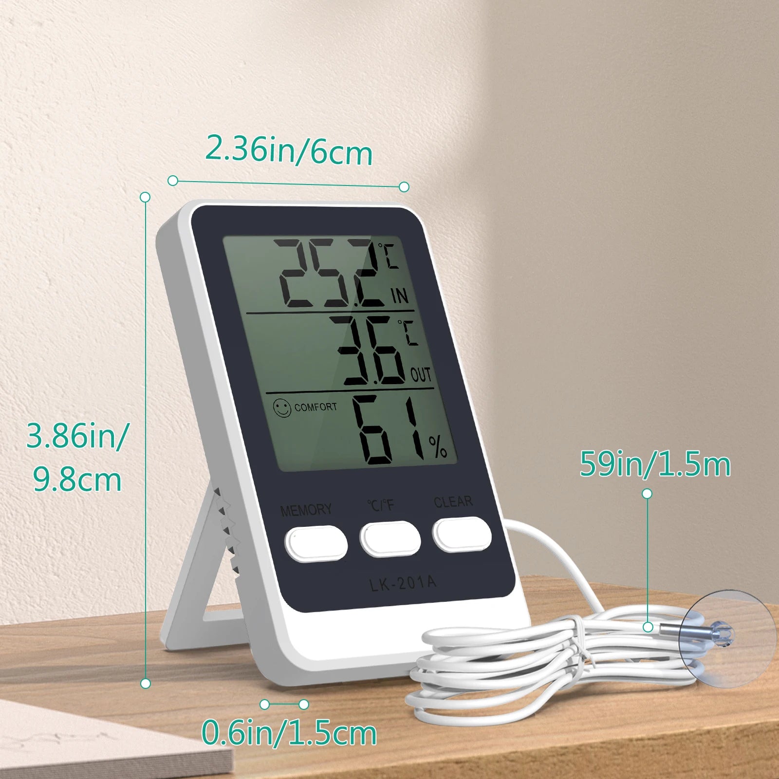 ORIA Digital Refrigerator Thermometer with Probe for Indoor, Outdoor, Aquarium, and Fish Tank Temperature Monitoring