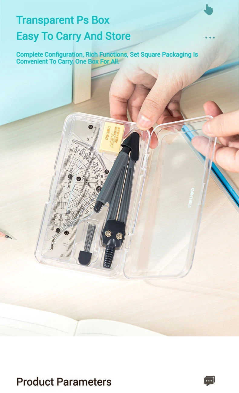 CowLost | deli-student-ruler-and-compass-set-for-drawing-multifunctional-learning |14
