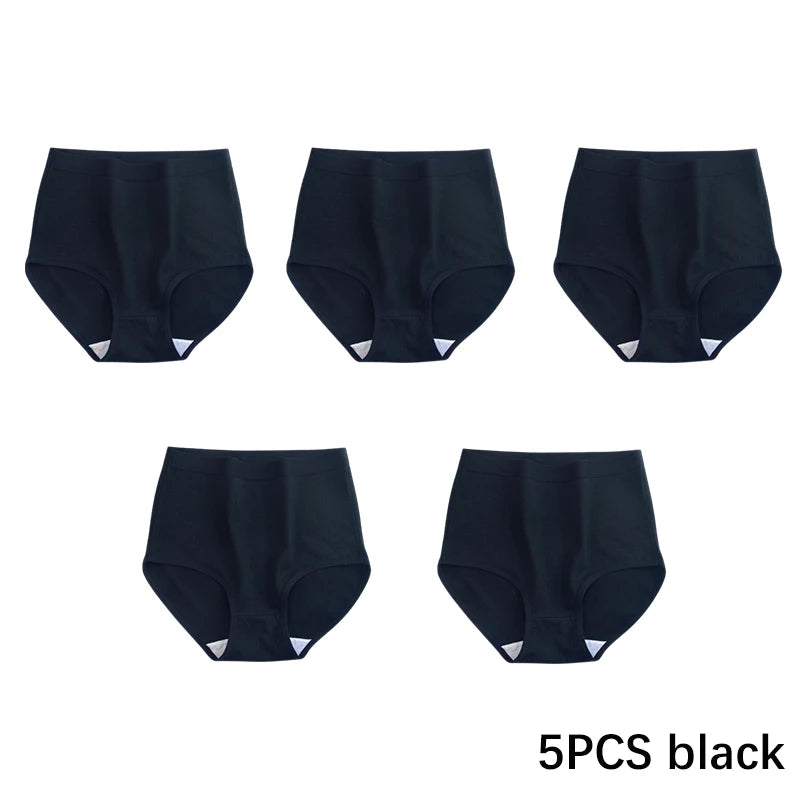 CowLost | product_id-fallsweet-5pcs-women-s-plus-size-cotton-seamless-solid-briefs |5