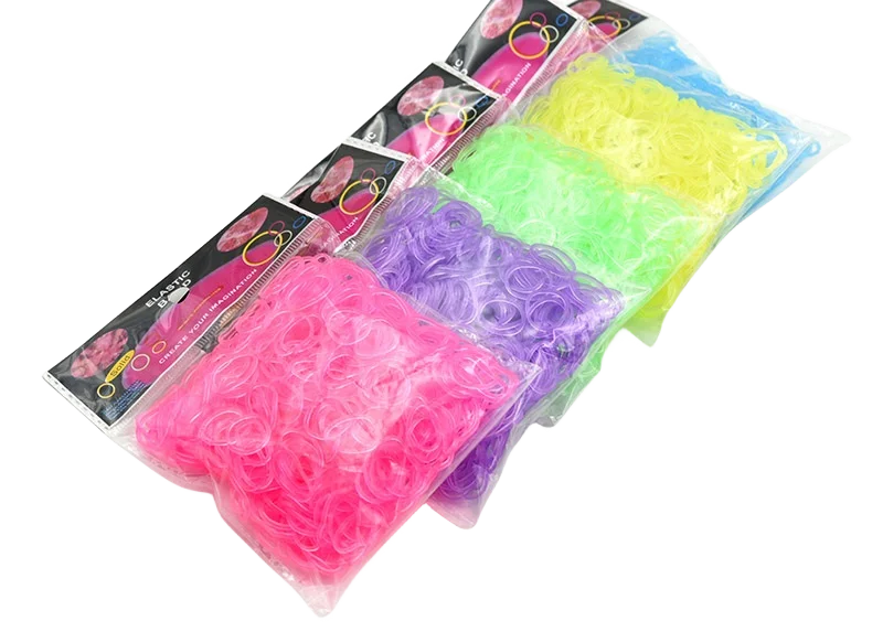 600pcs Transparent Luminous Rubber Loom Bands for DIY Bracelets Christmas Gift