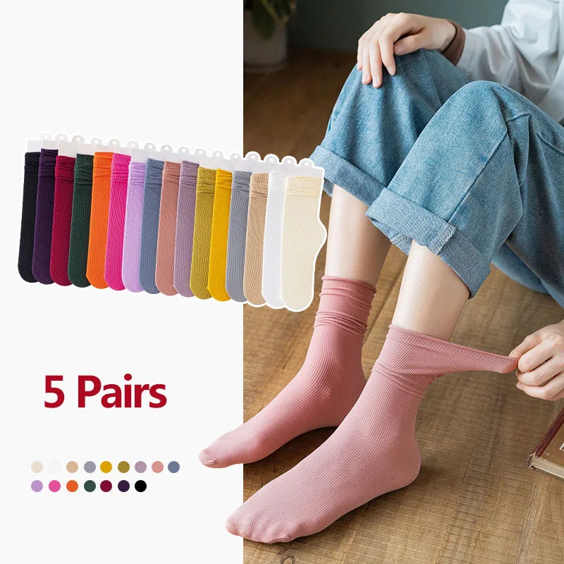 CowLost | 5-pairs-women-girls-summer-spring-thin-loose-socks-set |1