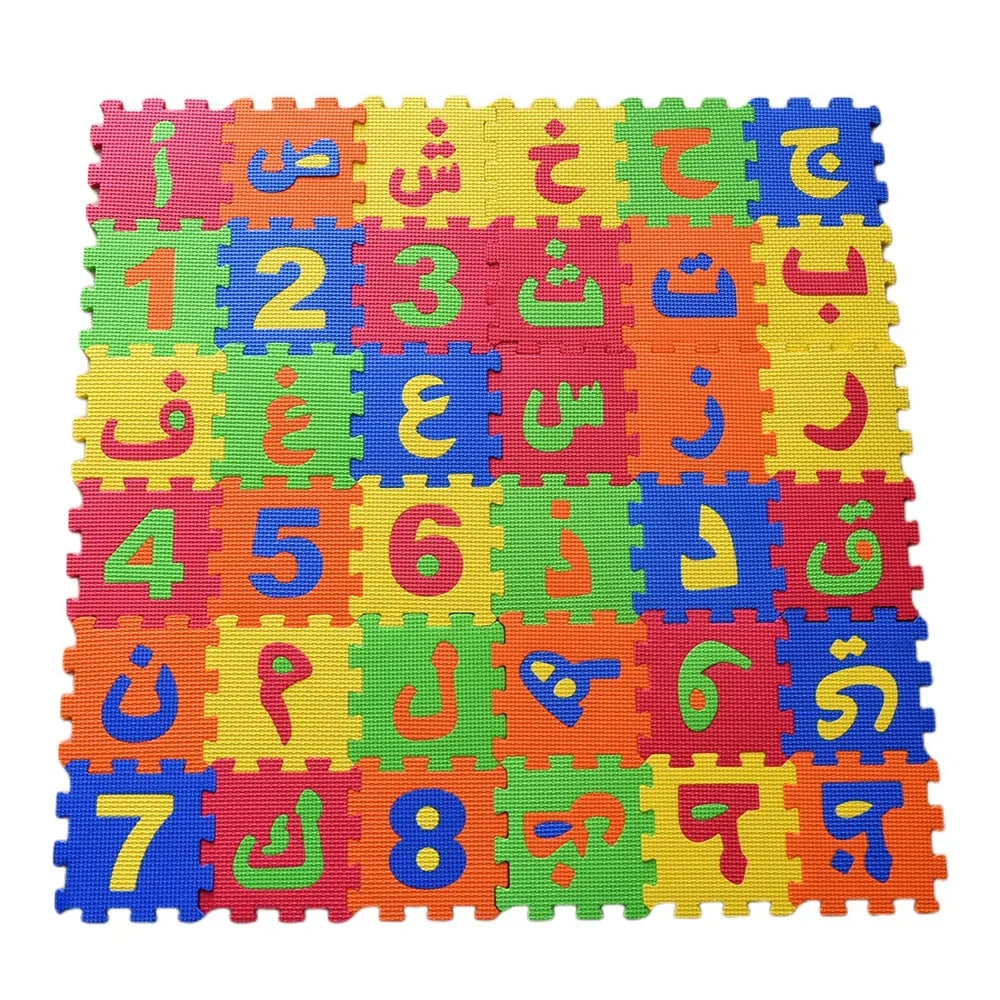 Arabic Kids Foam Play Mat 5.5x5.5 Inch Interlocking Alphabet Numbers EVA Floor Puzzle Tiles