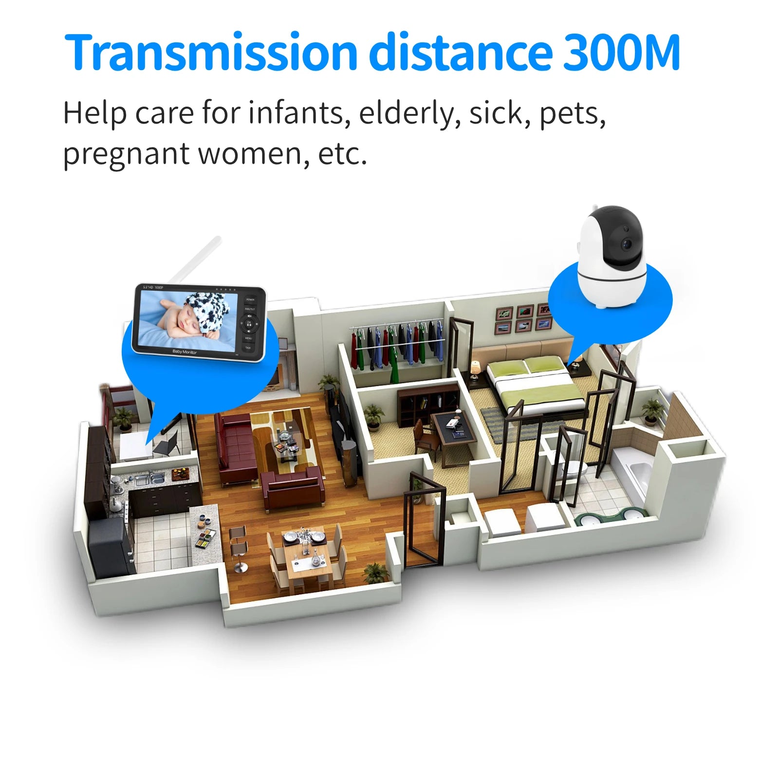 CowLost | baby-transport-accessories-babystar-5-5-hd-baby-monitor-with-pan-tilt-zoom-1000ft-range-no-wifi-night-vision-temperature-lullaby-two-way-audio-vox-mode |11