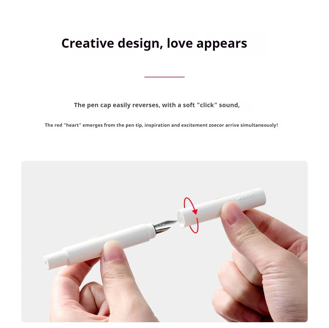CowLost | product_id-kaco-first-love-fountain-pen-rotating-cap-ef-fine-nib-pocket-size-black-white-smooth-writing-calligraphy-gift |11