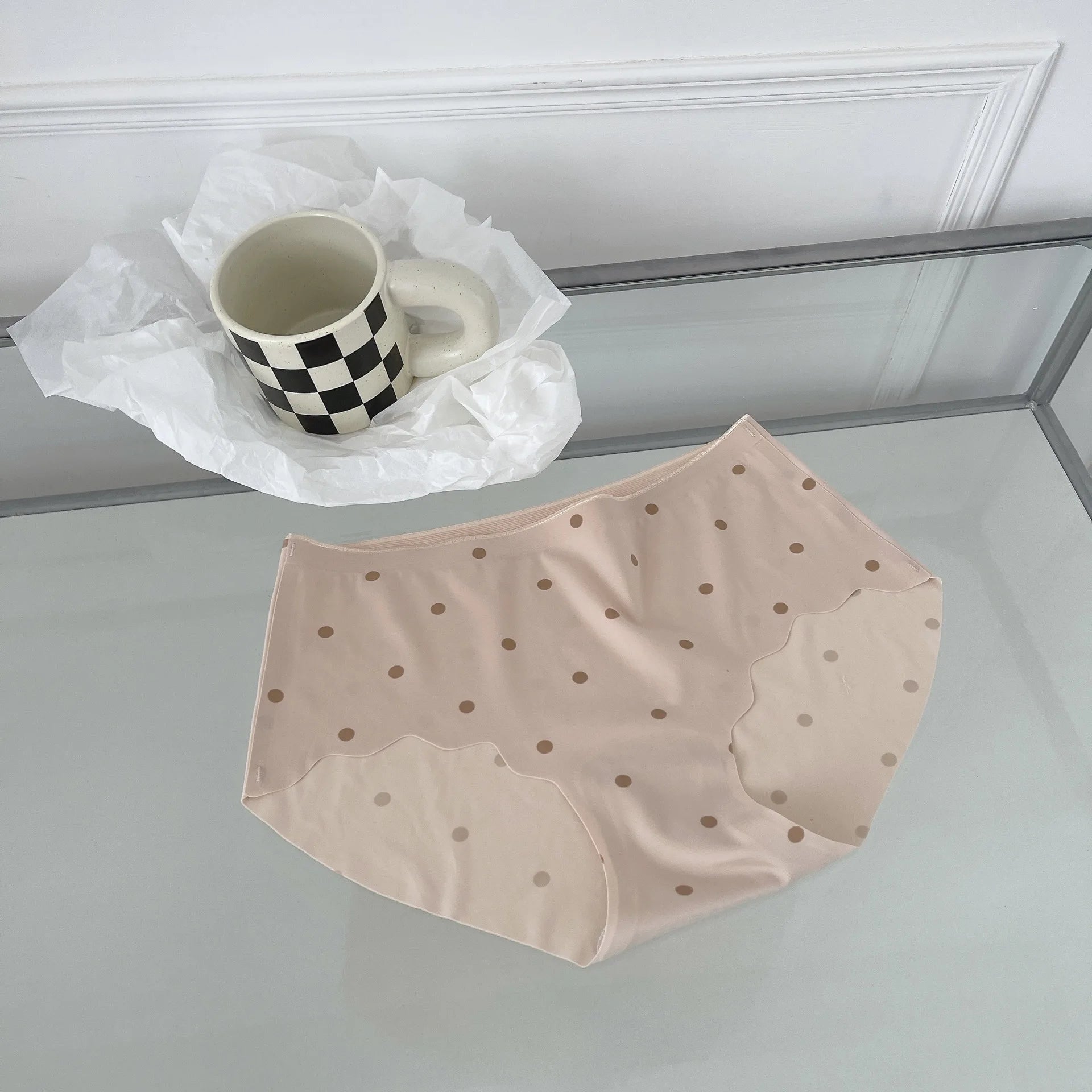 CowLost | product_id-women-seamless-mid-waist-dot-briefs-ice-silk-sexy-underwear |15