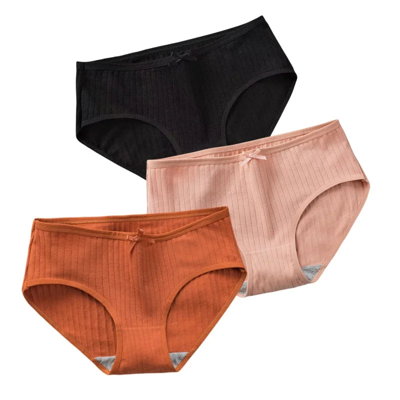 CowLost | product_id-3pcs-women-low-waist-solid-briefs-breathable-cotton-panties |22