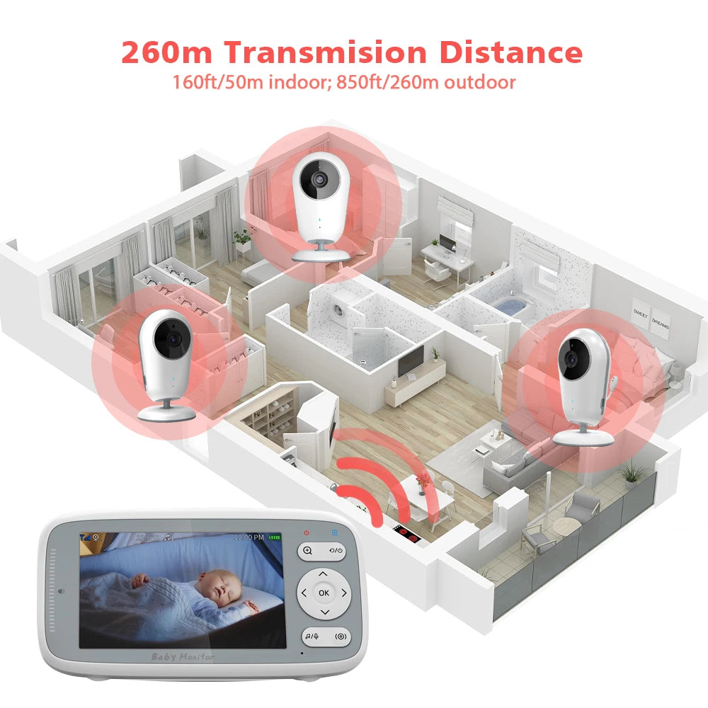 CowLost | 4-0-inch-video-baby-monitor-camera-3x-digital-zoom-two-way-audio-auto-night-vision-720p-hd-security-camera-babysitter-vb615 |2