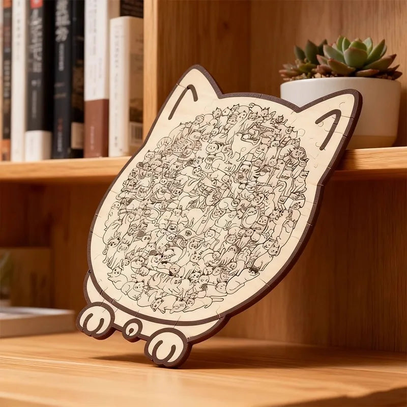 CowLost | product_id-colored-cat-wooden-jigsaw-puzzle-unique-animal-shape-creative-gift |16