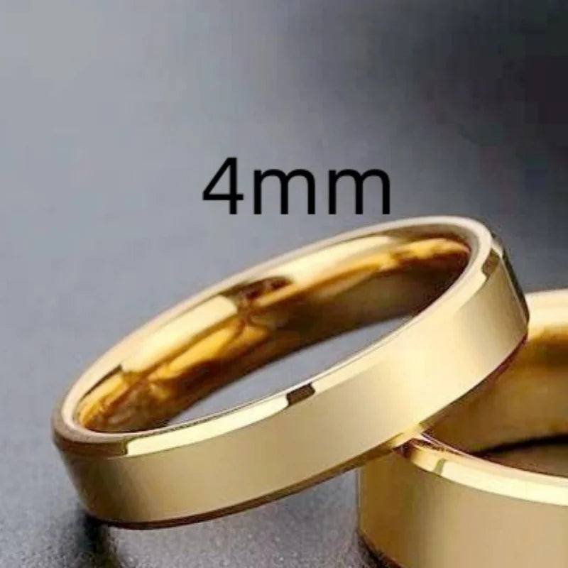 Stainless Steel Gold Couple Rings Simple Wedding Jewelry for Men and Women Gifts