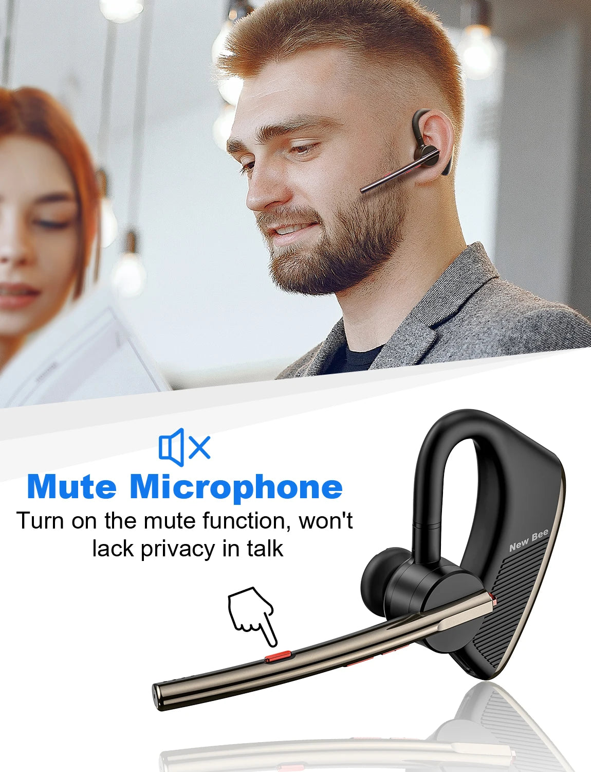 CowLost | new-bee-m50-bluetooth-headset-wireless-earpiece-earphones-24-hrs-talk-time-v5-2 |4