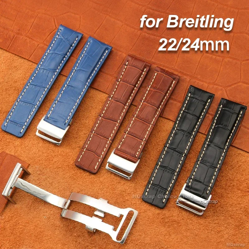 CowLost | bracelets-product_id-22mm-24mm-cowhide-leather-watchband-for-breitling-with-metal-folding-buckle-replacement-strap |1