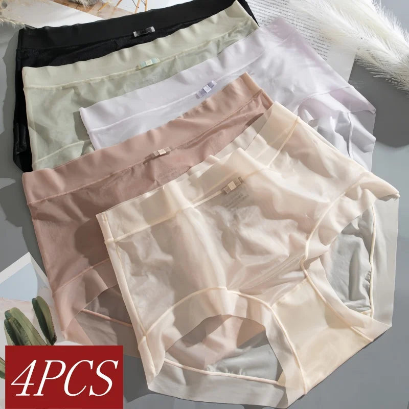 CowLost | product_id-4pcs-women-silky-quick-dry-seamless-low-rise-briefs-summer-panties |2