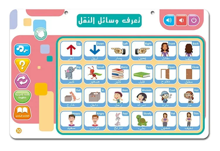 Muslim Kids Arabic Electronic Learning Board with 11 Themes Alphabet Number Words Sound Toy