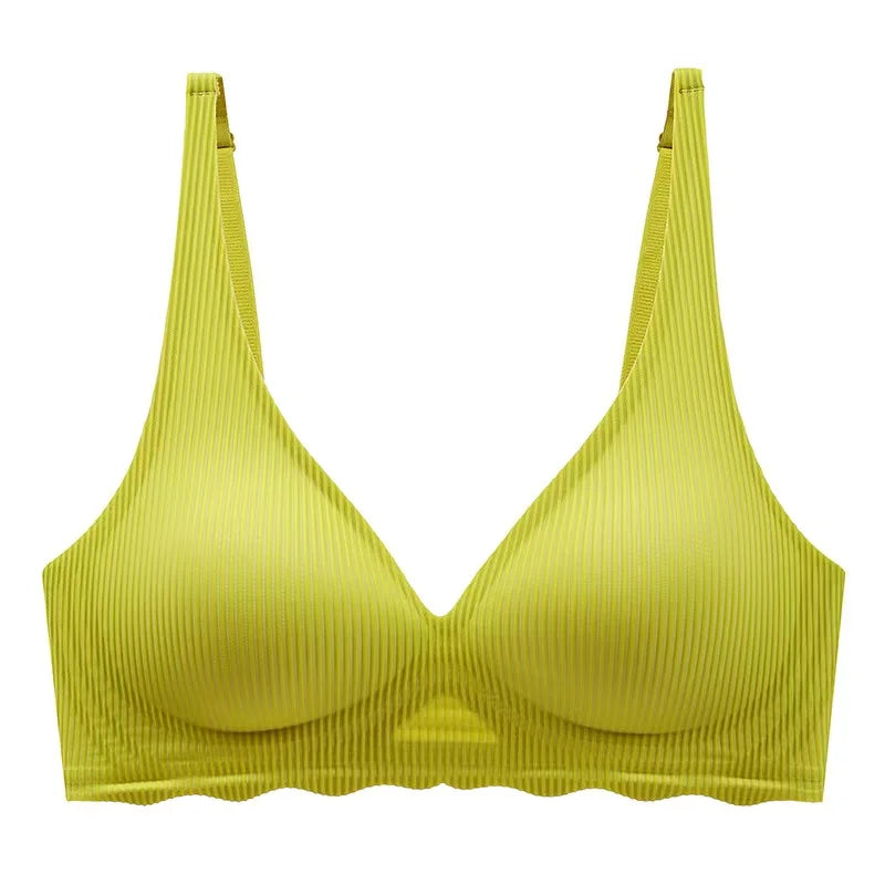 CowLost | product_id-seamless-womens-striped-thin-semi-fixed-cup-bra-for-small-chest-support |17