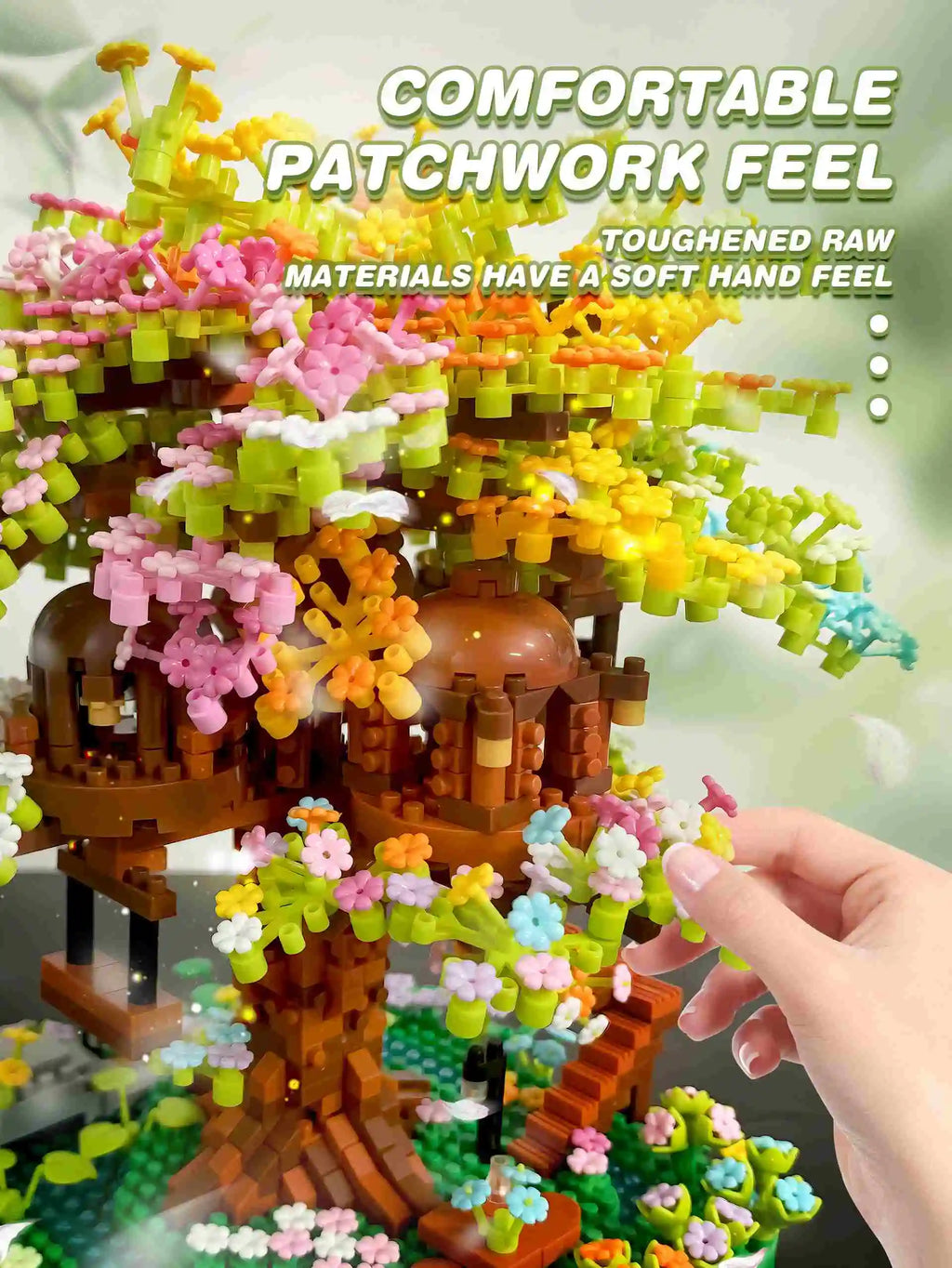 CowLost | product_id-pink-cherry-blossom-rainbow-treehouse-building-block-toy-for-parent-child-assembly |14