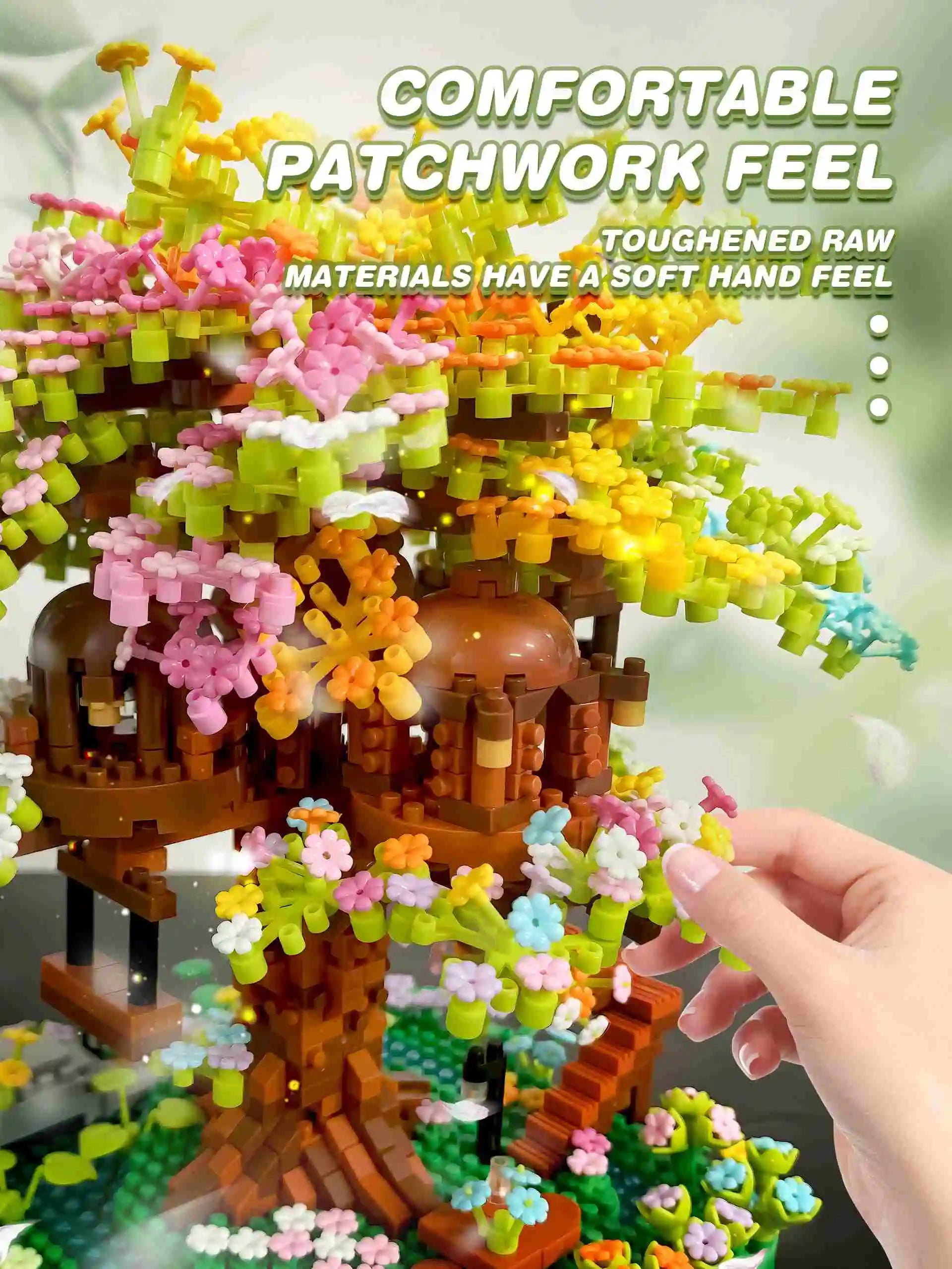 CowLost | product_id-pink-cherry-blossom-rainbow-treehouse-building-block-toy-for-parent-child-assembly |14
