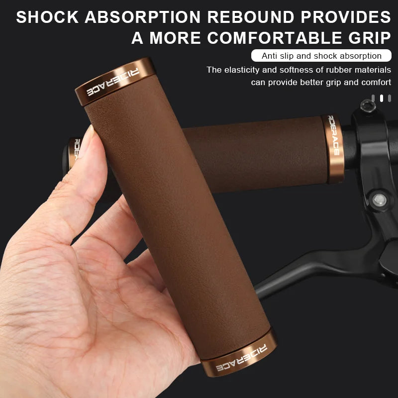 CowLost | riderace-bicycle-grips-lock-on-mountain-bike-handle-bar-cover-ergonomic-brown-shockproof-tpr-rubber-mtb-cycling-handlebar-grips |11