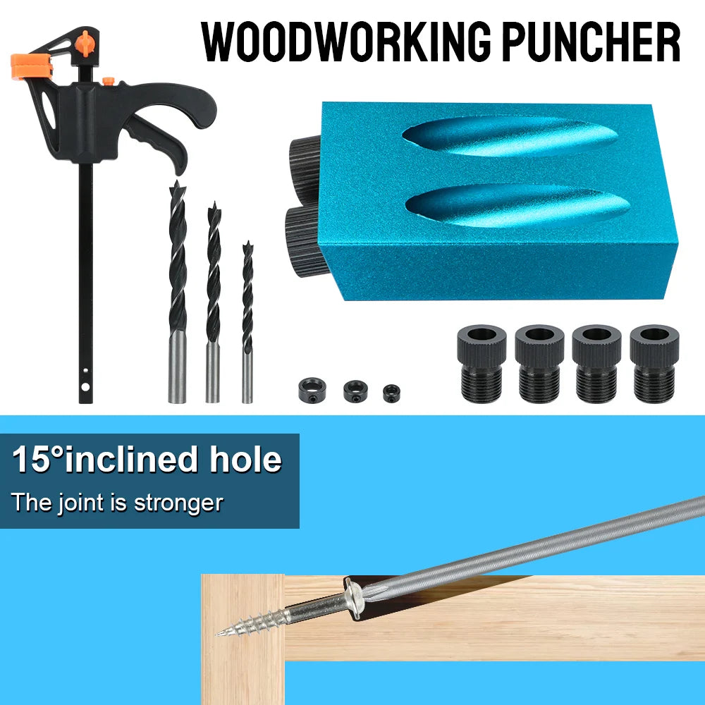 CowLost | product_id-15pcs-15-pocket-hole-jig-kit-with-drill-bit-and-locator-for-woodworking |3