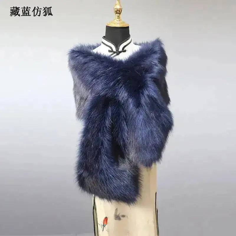 CowLost | 32-colors-165-30cm-women-luxury-warm-faux-fox-fur-shawl-winter-ladies-plush-scarf |57