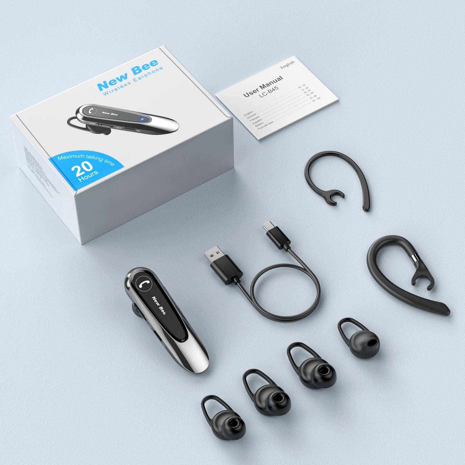 CowLost | new-bee-b45-bluetooth-5-0-earphones-dual-mic-mute-wireless-headset |6