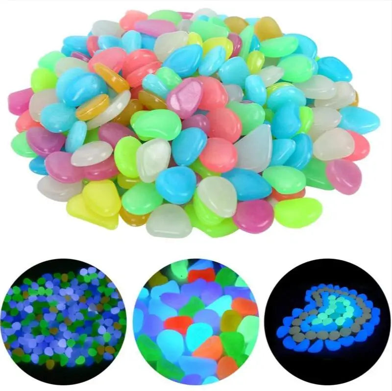50Pcs Large Glow in the Dark Garden Pebbles for Patio, Lawn, Fish Tank, and Home Decoration