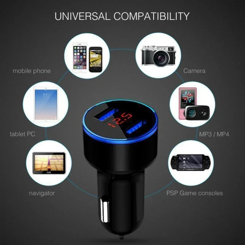 CowLost | vehicle-parts-accessories-led-usb-car-charger-with-2-ports-and-led-display |12