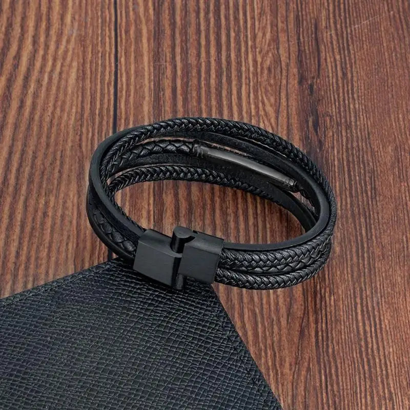 CowLost | multilayer-stainless-steel-insert-bracelet-viking-leather-bracelets-for-men |17