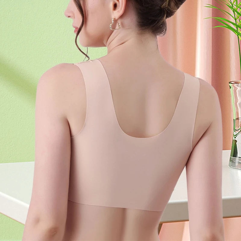 CowLost | product_id-wireless-front-buckle-large-lace-bra-vest-with-beautiful-back-for-women |9