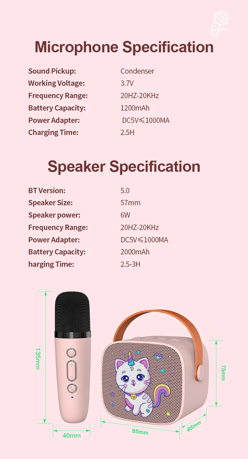 CowLost | game-timers-portable-mini-cartoon-cat-bluetooth-karaoke-speaker-with-microphone |18