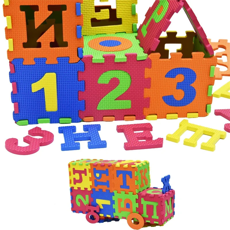 Russian Alphabet EVA Foam Puzzle Mat 36 Pcs Interlocking Floor Carpet 14x14cm