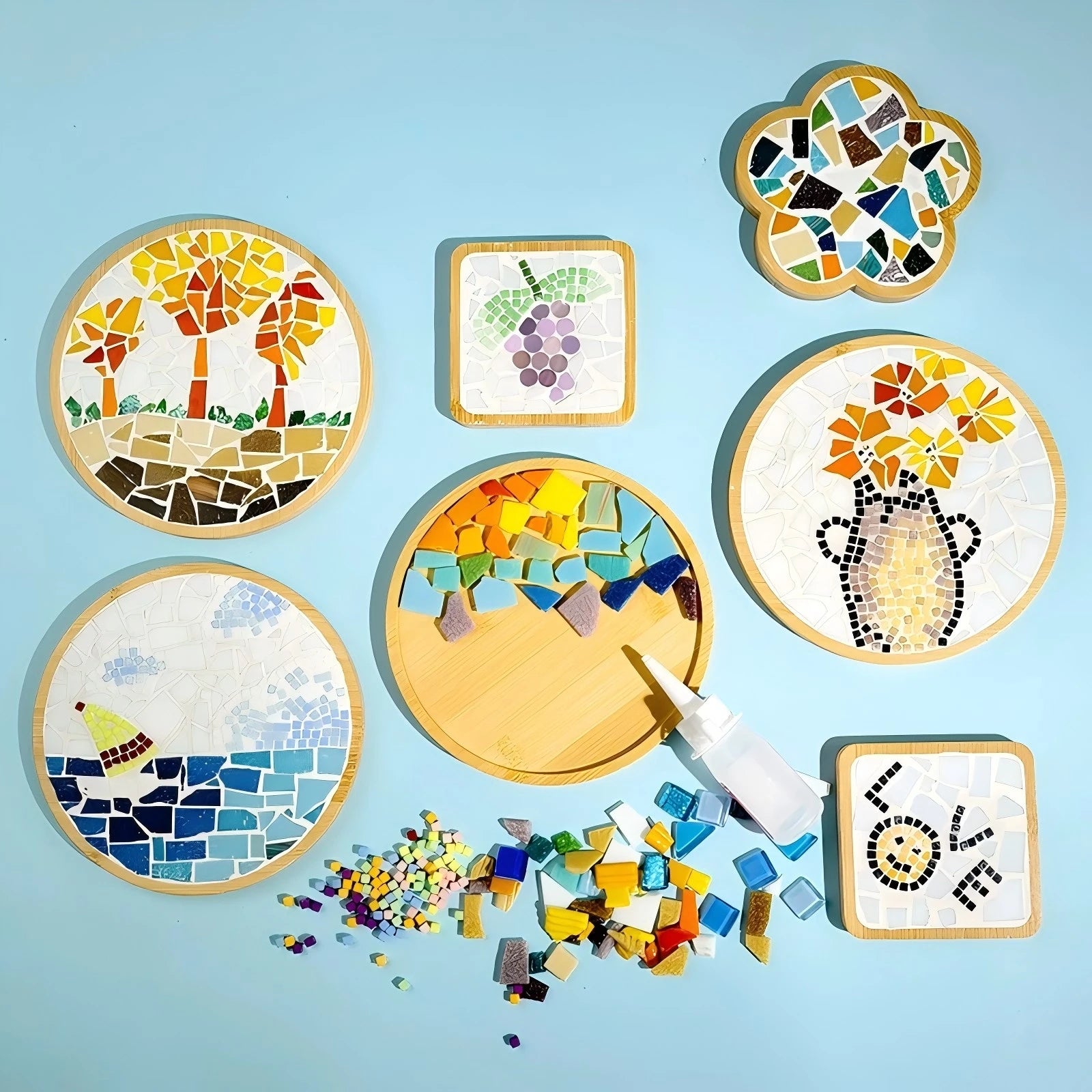 CowLost | product_id-handmade-diy-mosaic-bamboo-cup-mat-coaster-heart-square-parent-child-educational-toy |1