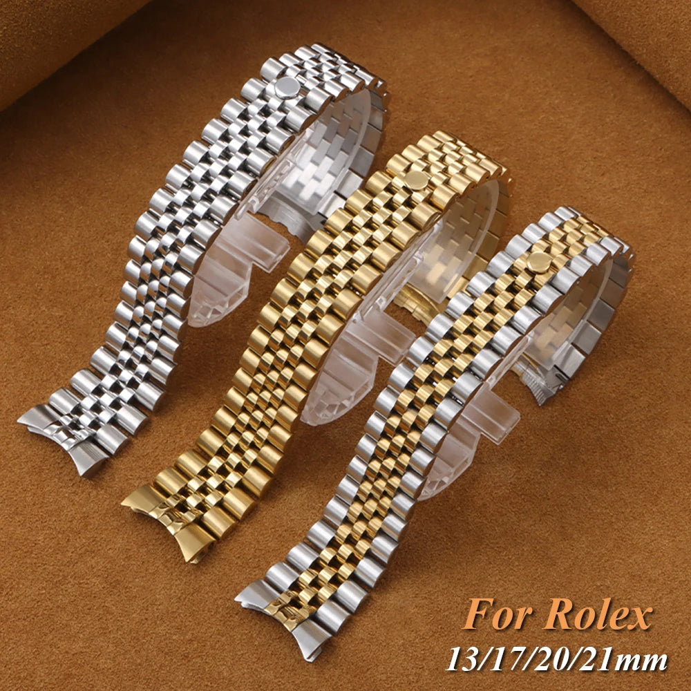CowLost | product_id-curved-end-stainless-steel-jubilee-watch-strap-for-rolex-13-21mm-unisex-luxury-band |1