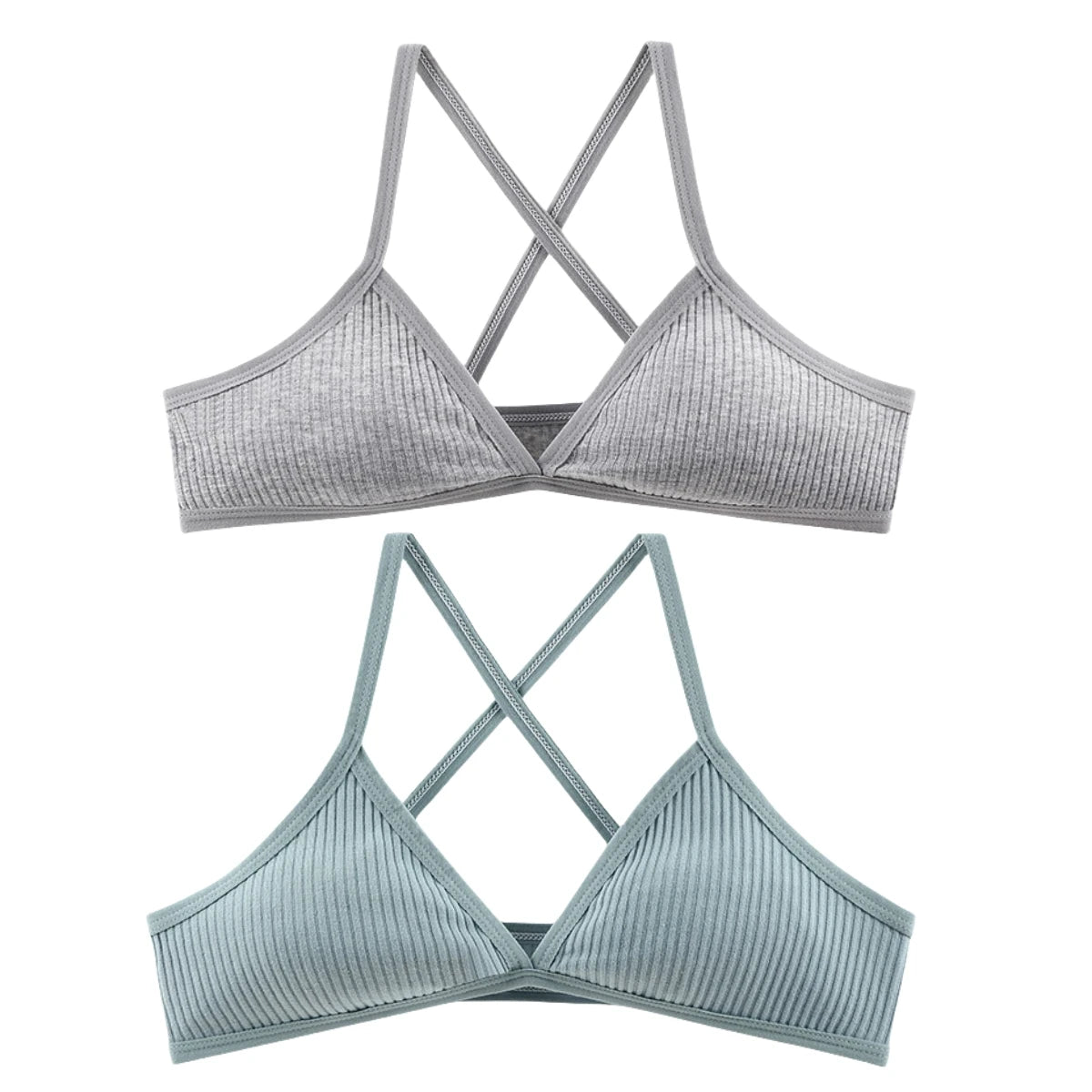 CowLost | product_id-2pcs-wireless-v-neck-1-3-cup-push-up-bras-for-women-breathable |18