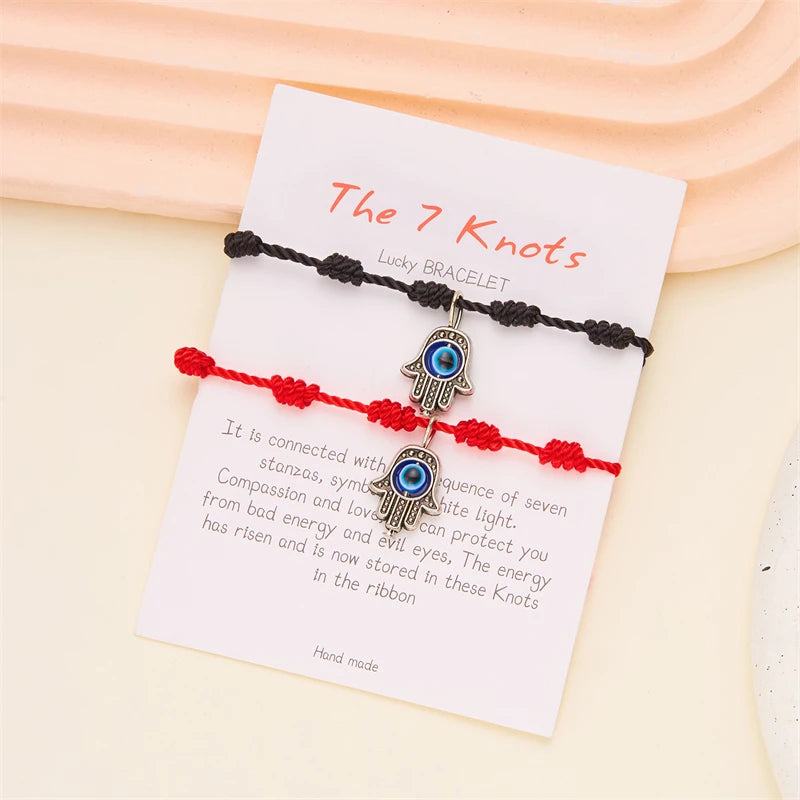 CowLost | lucky-handmade-7-knots-red-string-couple-bracelet-for-women |6