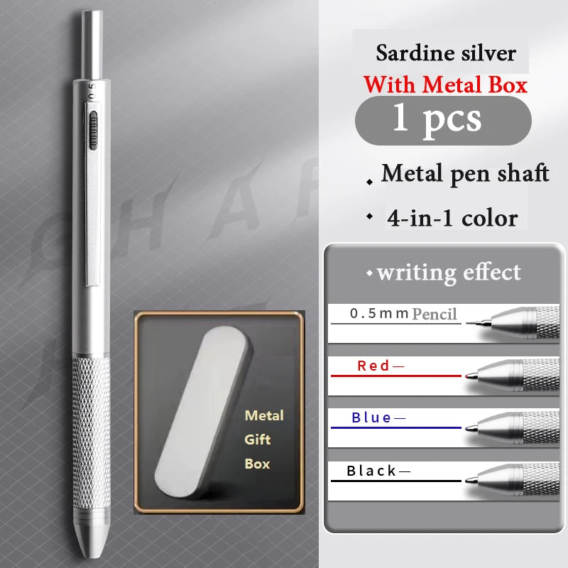 CowLost | product_id-metal-4-in-1-gravity-gel-pen-0-7mm-black-red-blue-mechanical-pencil-press-type-quick-dry-ballpoint |11