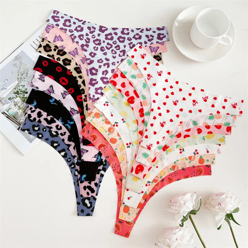 CowLost | activewear-pants-3pcs-womens-ice-silk-seamless-low-waist-leopard-thongs |13